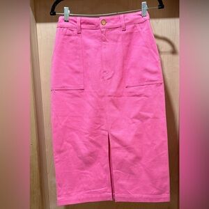 Sage + Fig Vibrant Pink Jean Skirt Size Small New No Tags